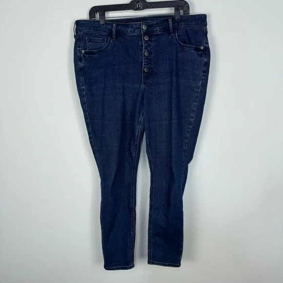 Old Navy High rise rockstar super skinny dark wash button fly denim jeans - Picture 1 of 5
